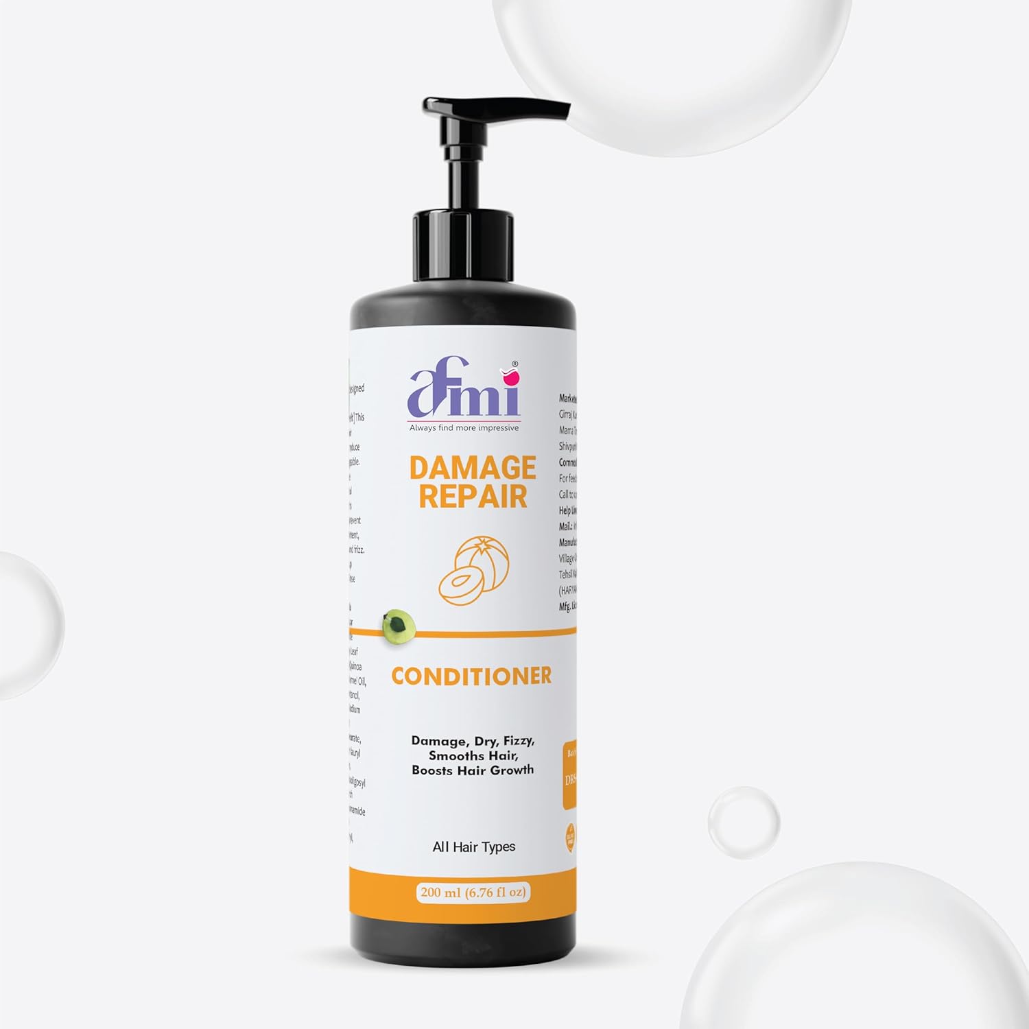 Afmi Conditioner, Repairs Damage, Deep Hydration, Reduces Frizz, All Hair Types, 200 ml (Damage repair conditioner)