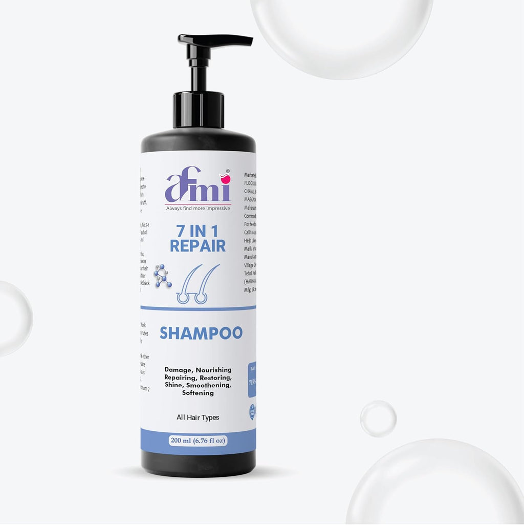 Afmi Shampoo, Anti Hair Fall, Frizz-Free, Boosts Hair Growth, Soothes Dry Scalp, All Hair Types, 200ml (7 in 1 Repair Shampoo)