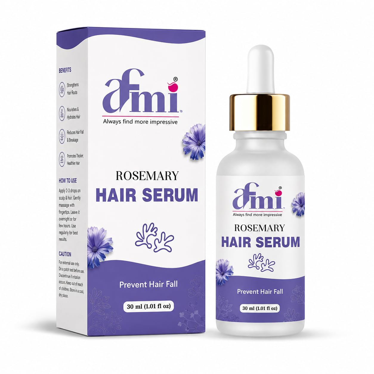AFMI Rosemary Hair Serum for Dry & Frizzy Hair | Lightweight Non-Sticky Hair Care for Daily Use | Smooth & Manageable Hair Formula for Men & Women | 30 ml