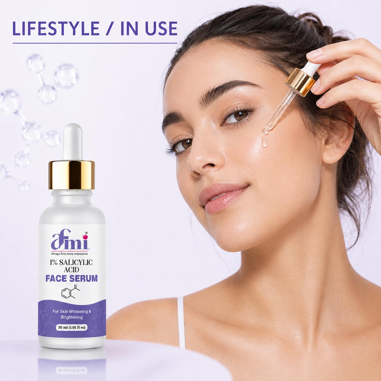 AFMI 1% Salicylic Acid Face Serum for Oily & Acne-Prone Skin | Lightweight Daily Use Facial Serum | Non-Sticky Hydrating Skin Care Serum for Men & Women | 30 ml