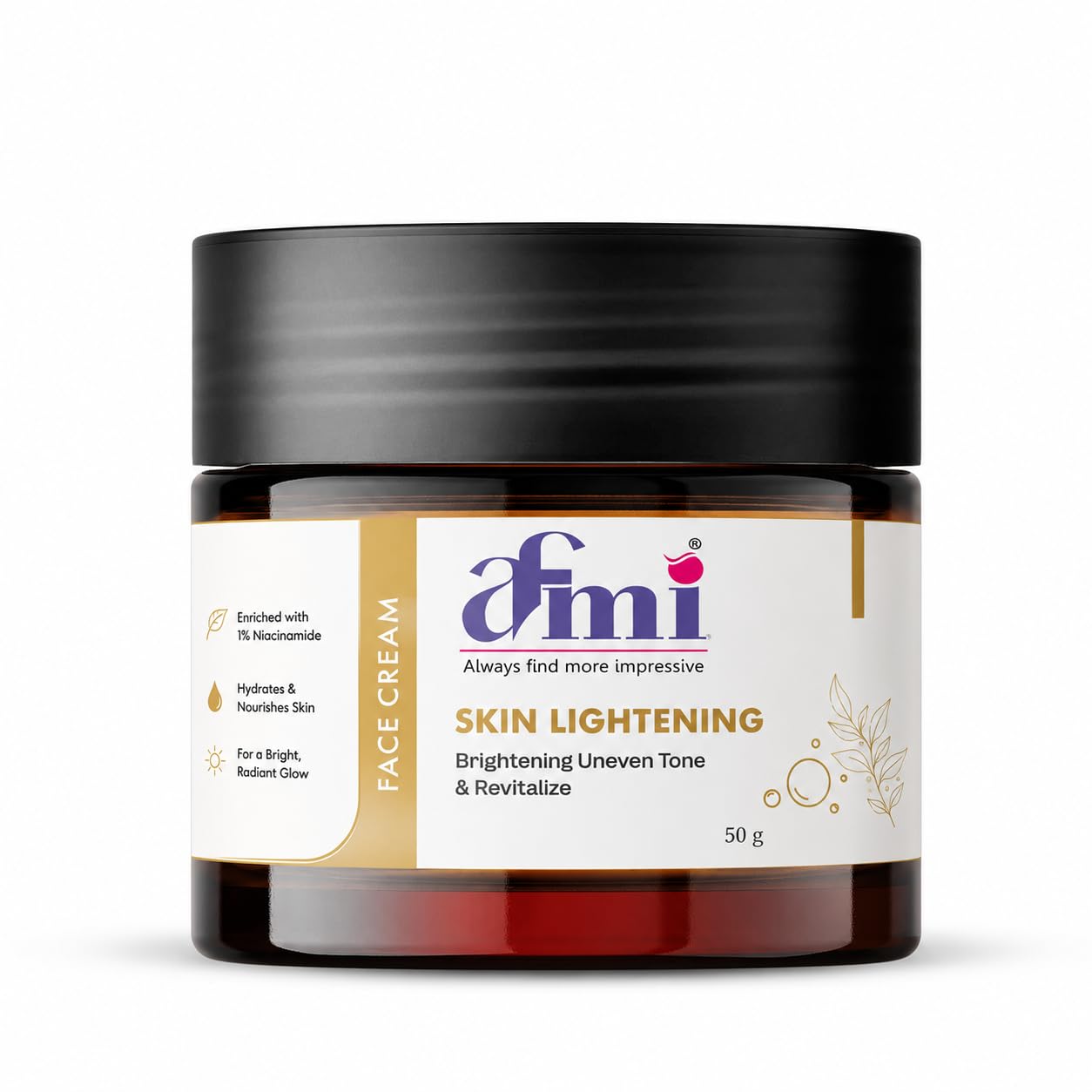 AFMI Lightening Face Cream with Niacinamide | Daily Moisturising Cream for Uneven Tone & Healthy-Looking Skin | Lightweight Hydrating Formula for All Skin Types | 50 g