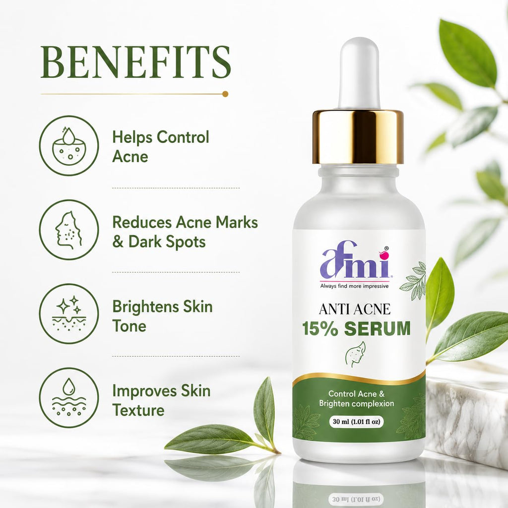AFMI Anti Acne Face Serum for Oily & Acne-Prone Skin | Lightweight Daily Use Facial Serum with Hydrating Formula | Non-Sticky Skin Care Serum for Men & Women | 30 ml