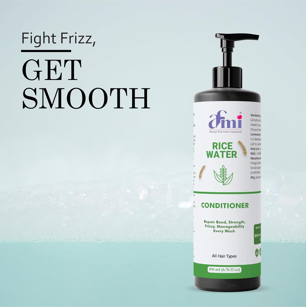Afmi Conditioner, Repairs Damage, Deep Hydration, Reduces Frizz, All Hair Types, 200 ml (Rice water conditioner)