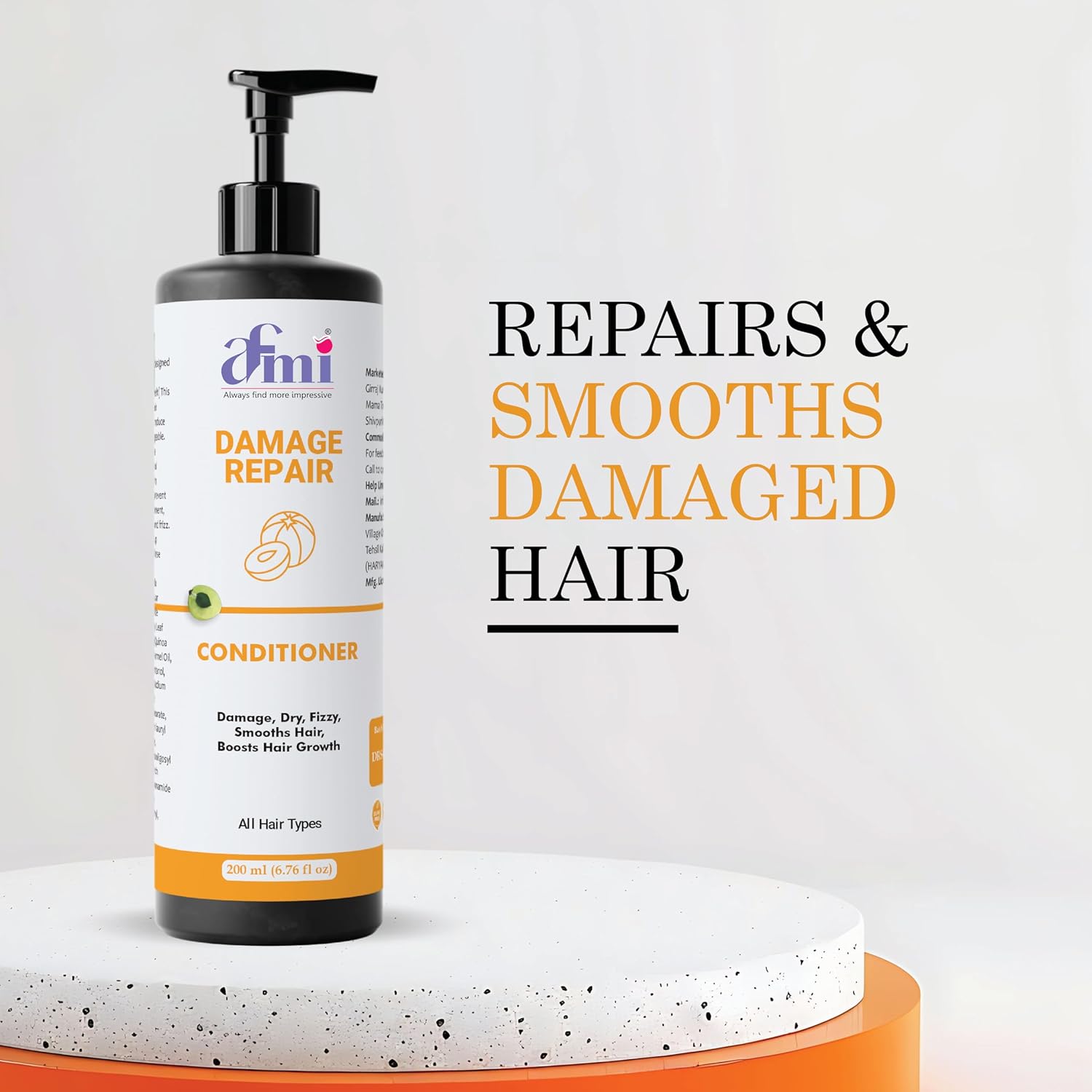 Afmi Conditioner, Repairs Damage, Deep Hydration, Reduces Frizz, All Hair Types, 200 ml (Damage repair conditioner)