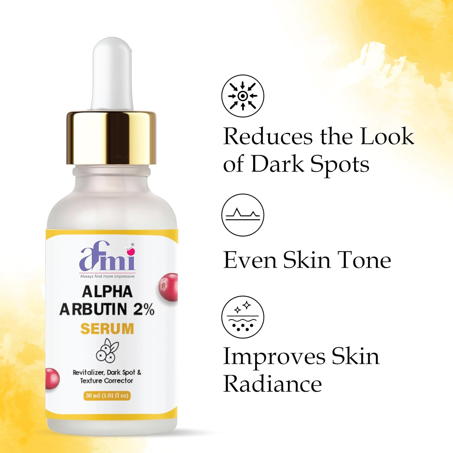 AFMI Alpha Arbutin 2% Serum, Revitalizer Dark Spot & Texture Corrector, 30ml