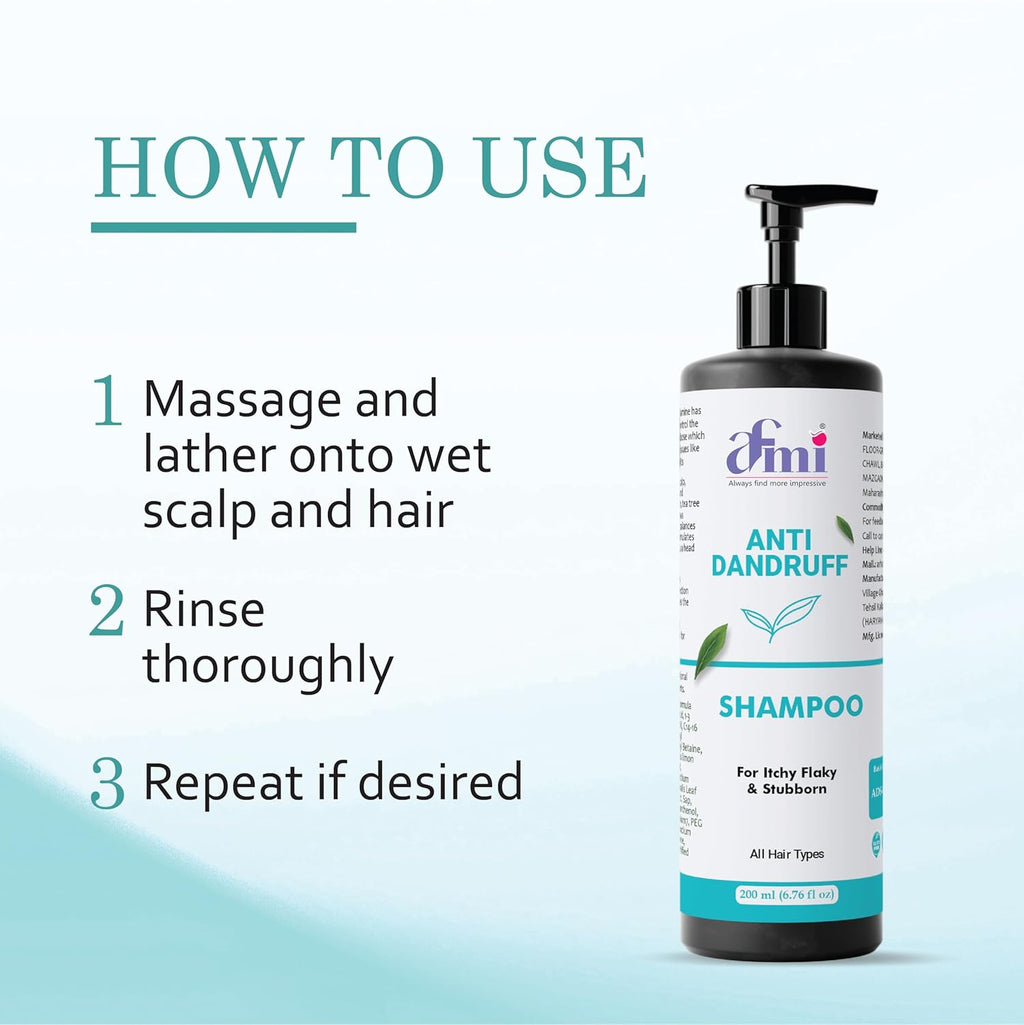 Afmi Shampoo, Anti Hair Fall, Frizz-Free, Boosts Hair Growth, Soothes Dry Scalp, All Hair Types, 200ml (Anti dandruff shampoo)