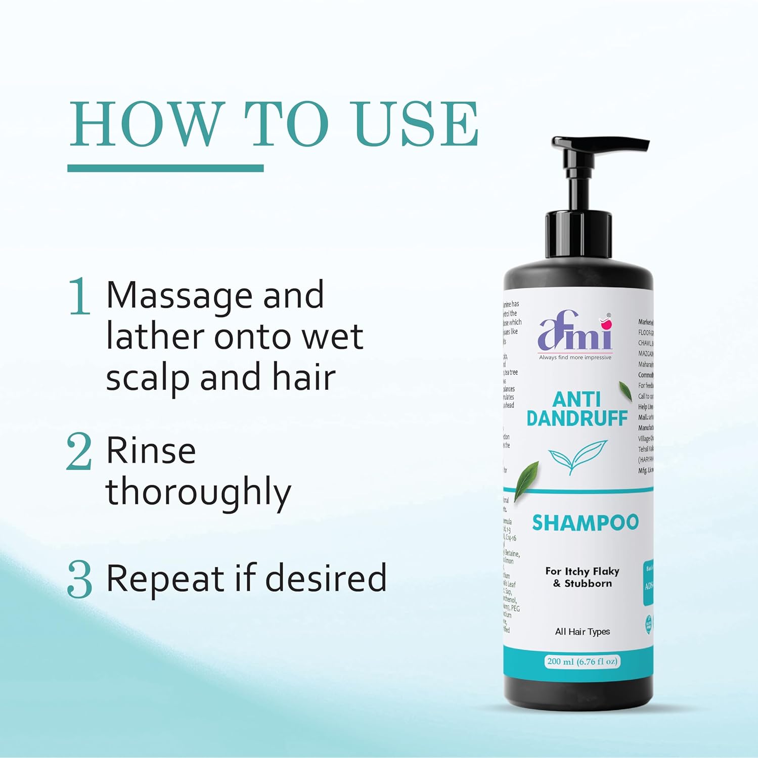 Afmi Shampoo, Anti Hair Fall, Frizz-Free, Boosts Hair Growth, Soothes Dry Scalp, All Hair Types, 200ml (Anti dandruff shampoo)