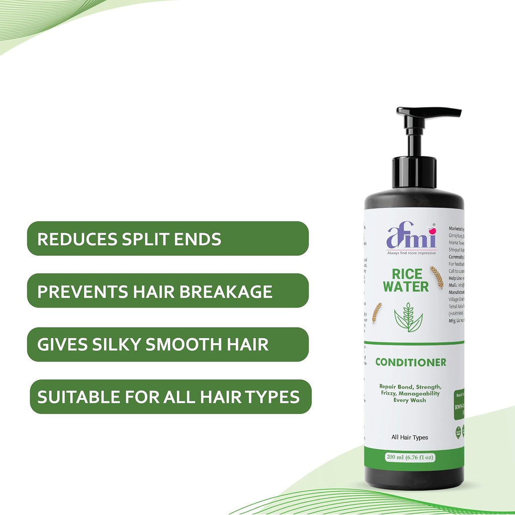 Afmi Conditioner, Repairs Damage, Deep Hydration, Reduces Frizz, All Hair Types, 200 ml (Rice water conditioner)