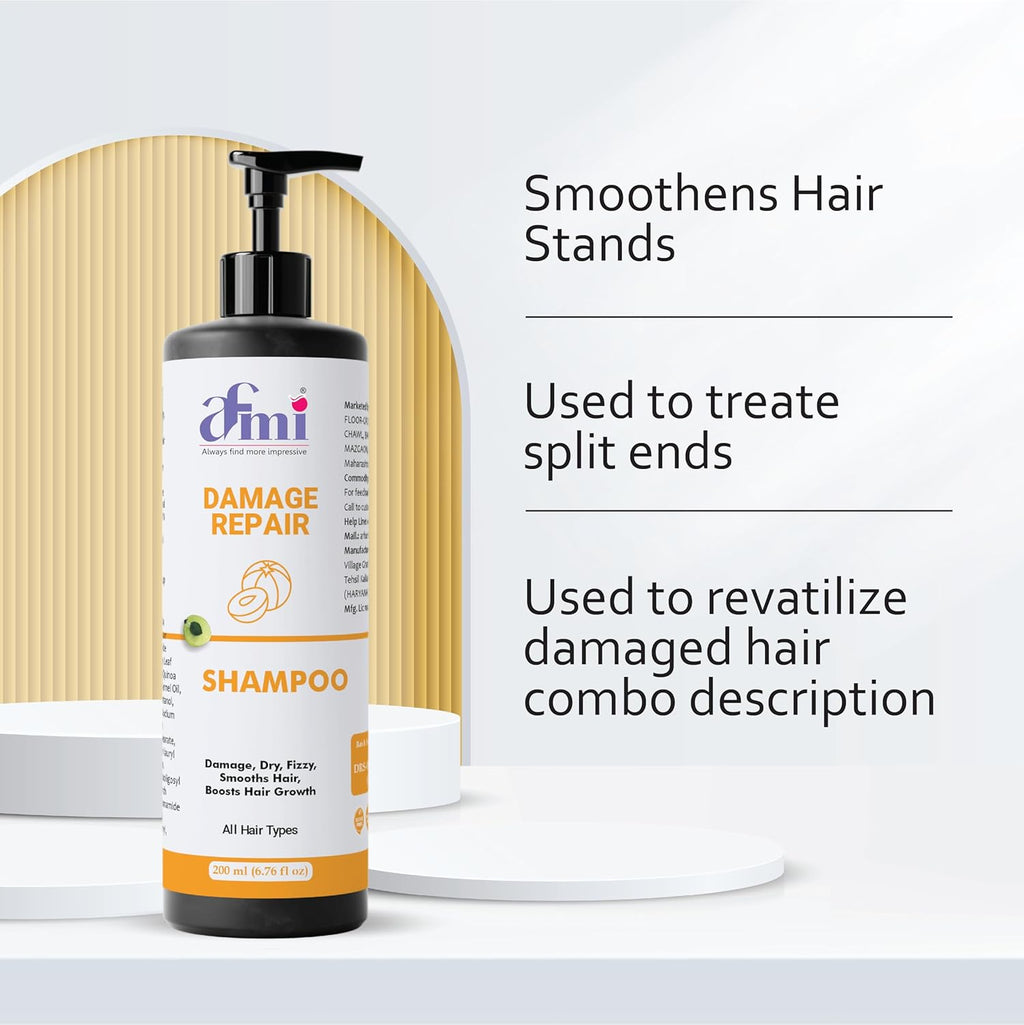 Afmi Shampoo, Anti Hair Fall, Frizz-Free, Boosts Hair Growth, Soothes Dry Scalp, All Hair Types, 200ml (Damage repair shampoo)