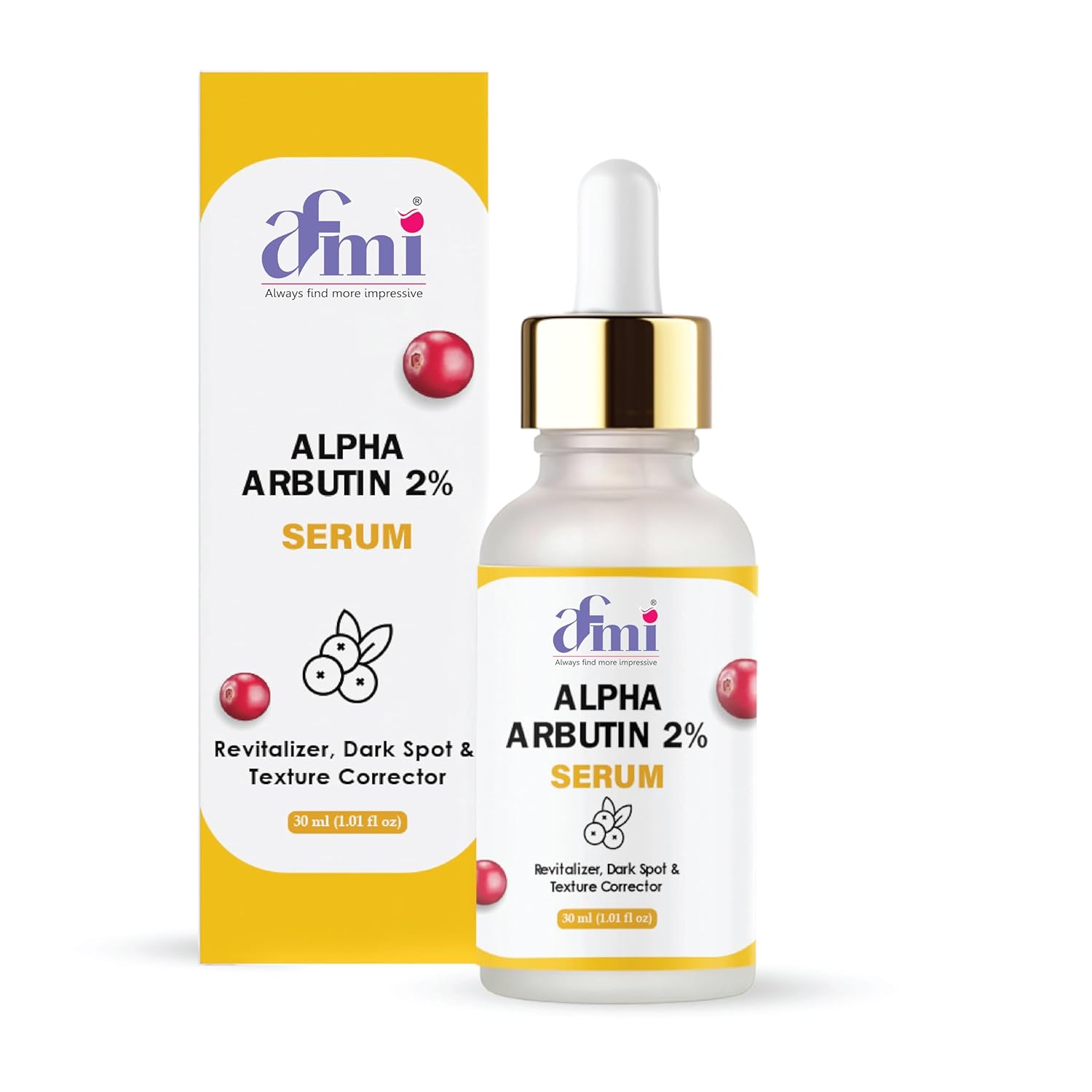 AFMI Alpha Arbutin 2% Serum, Revitalizer Dark Spot & Texture Corrector, 30ml