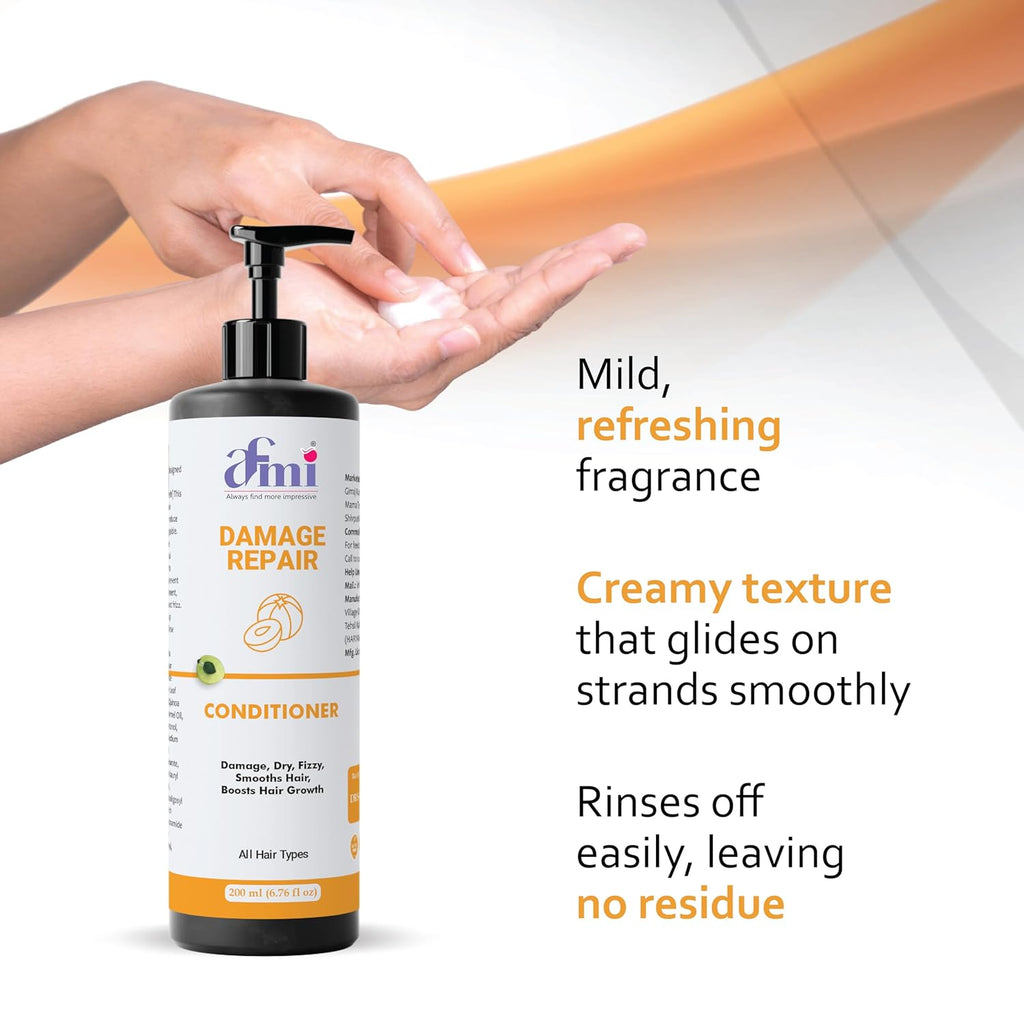 Afmi Conditioner, Repairs Damage, Deep Hydration, Reduces Frizz, All Hair Types, 200 ml (Damage repair conditioner)