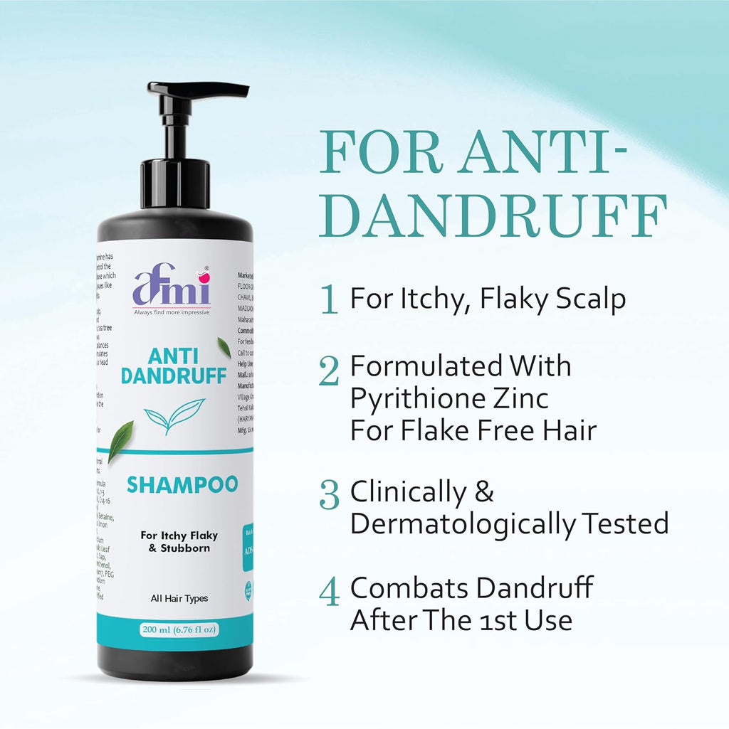 Afmi Shampoo, Anti Hair Fall, Frizz-Free, Boosts Hair Growth, Soothes Dry Scalp, All Hair Types, 200ml (Anti dandruff shampoo)