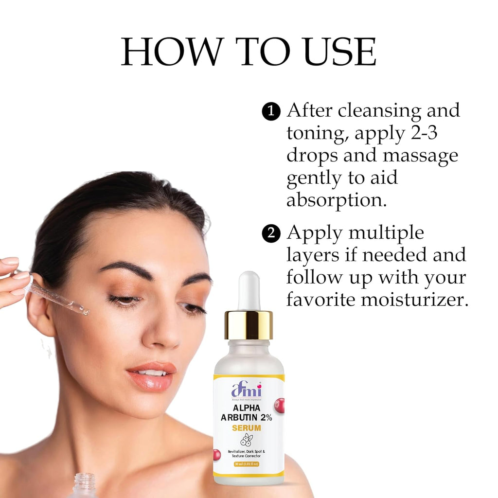 AFMI Alpha Arbutin 2% Serum, Revitalizer Dark Spot & Texture Corrector, 30ml
