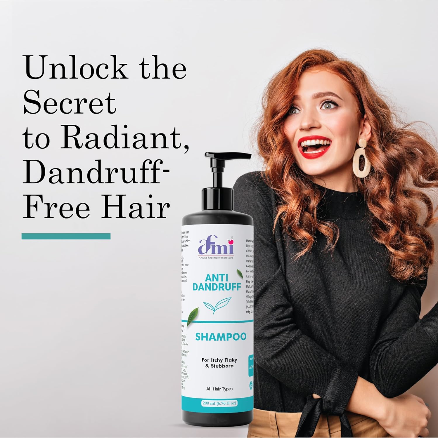Afmi Shampoo, Anti Hair Fall, Frizz-Free, Boosts Hair Growth, Soothes Dry Scalp, All Hair Types, 200ml (Anti dandruff shampoo)