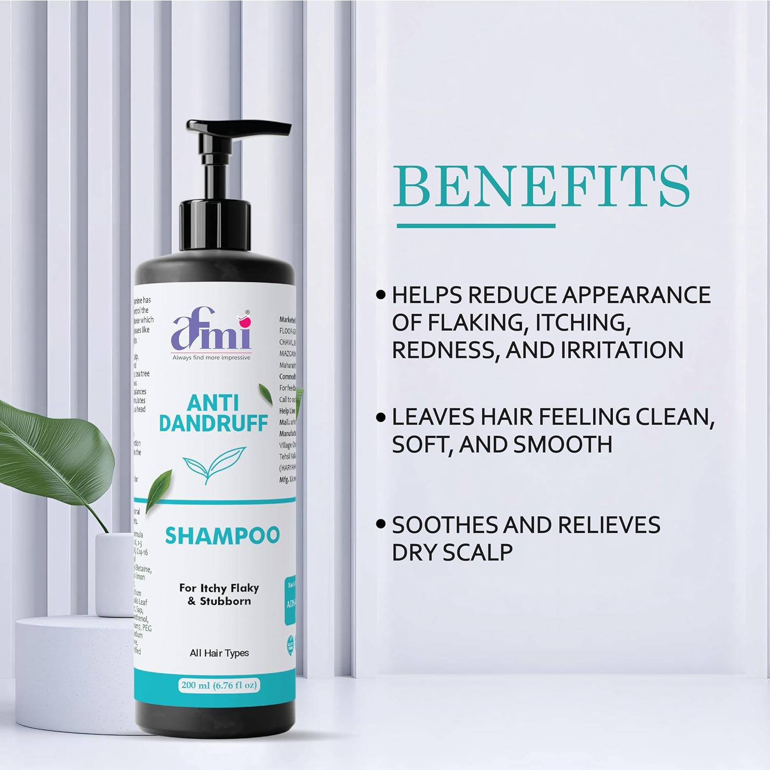 Afmi Shampoo, Anti Hair Fall, Frizz-Free, Boosts Hair Growth, Soothes Dry Scalp, All Hair Types, 200ml (Anti dandruff shampoo)