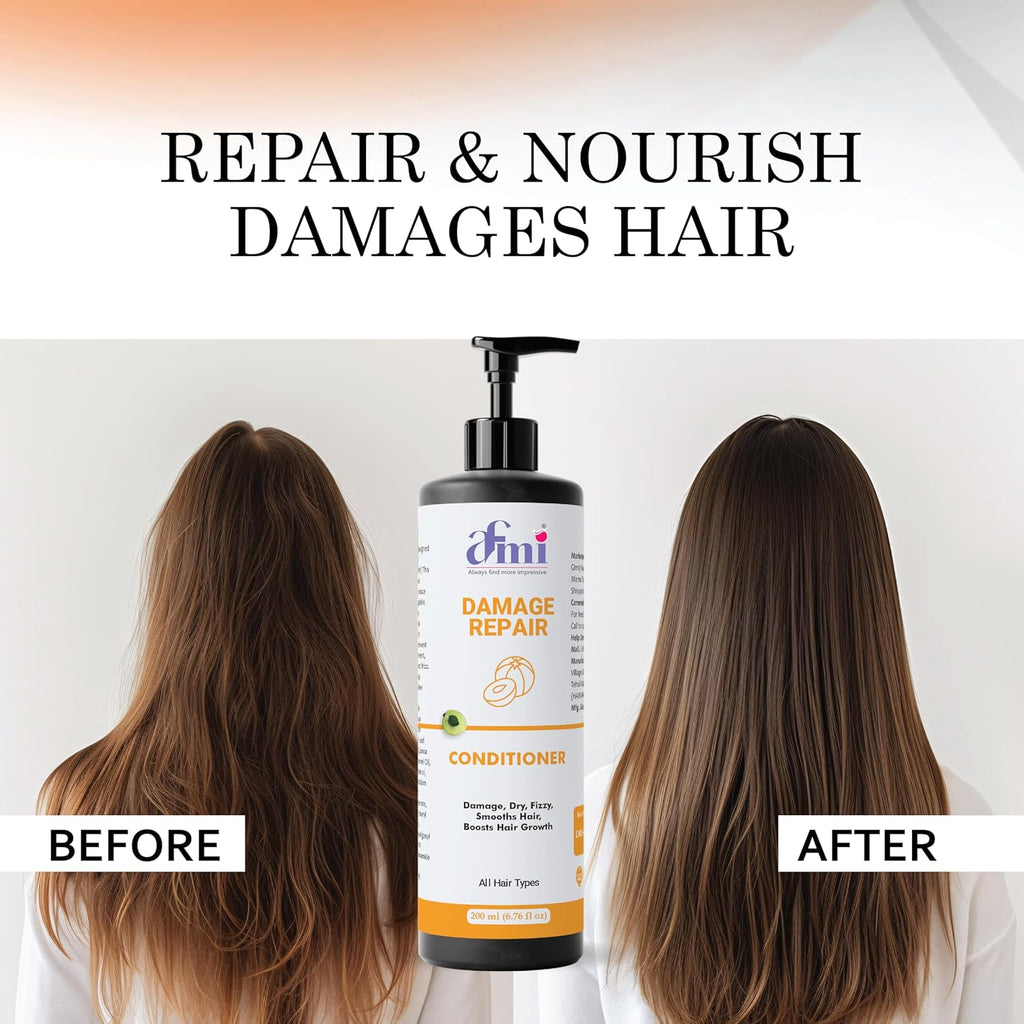 Afmi Conditioner, Repairs Damage, Deep Hydration, Reduces Frizz, All Hair Types, 200 ml (Damage repair conditioner)